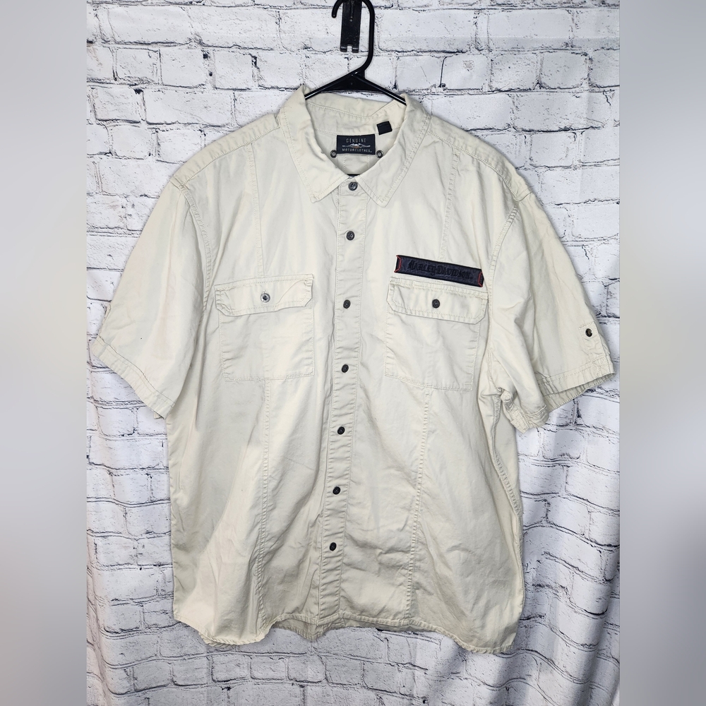 Harley Davidson Men's Patchwork Short Sleeve Button‎ Down Shirt Size 2XL